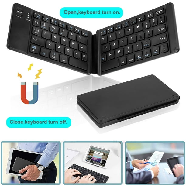 Foldable Bluetooth with touchpad XRFF Wireless Keyboard Large Capacity Battery Multi-Function Waterproof dustproof and Durable Suitable for Windows/Mobile/Flat 64 Keys,Black 